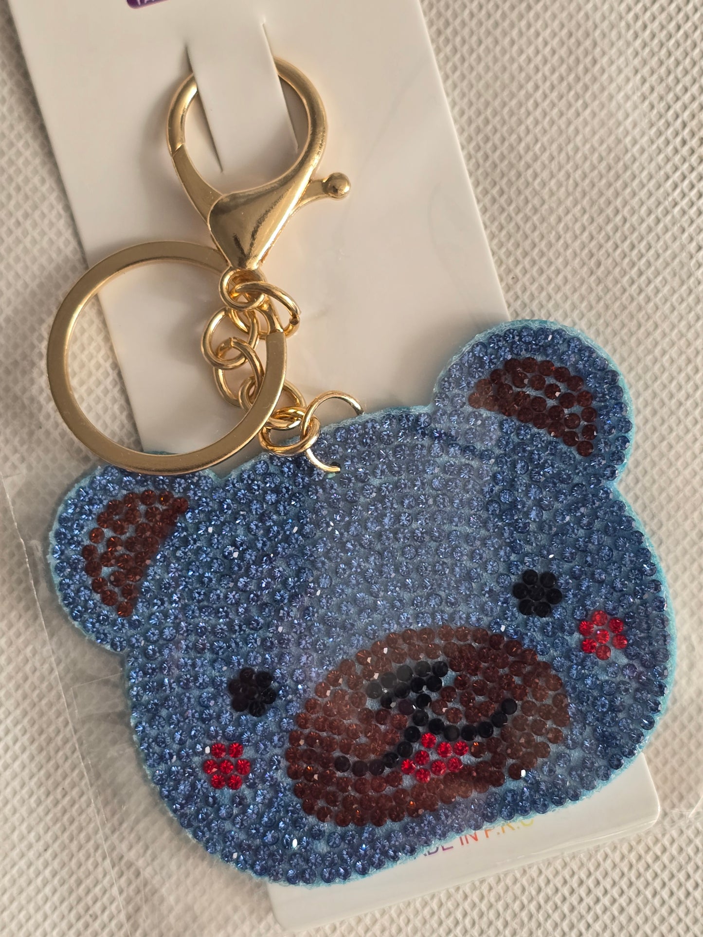 Felt Blingy Bear Key Chain (Gold Hardware) ✨️