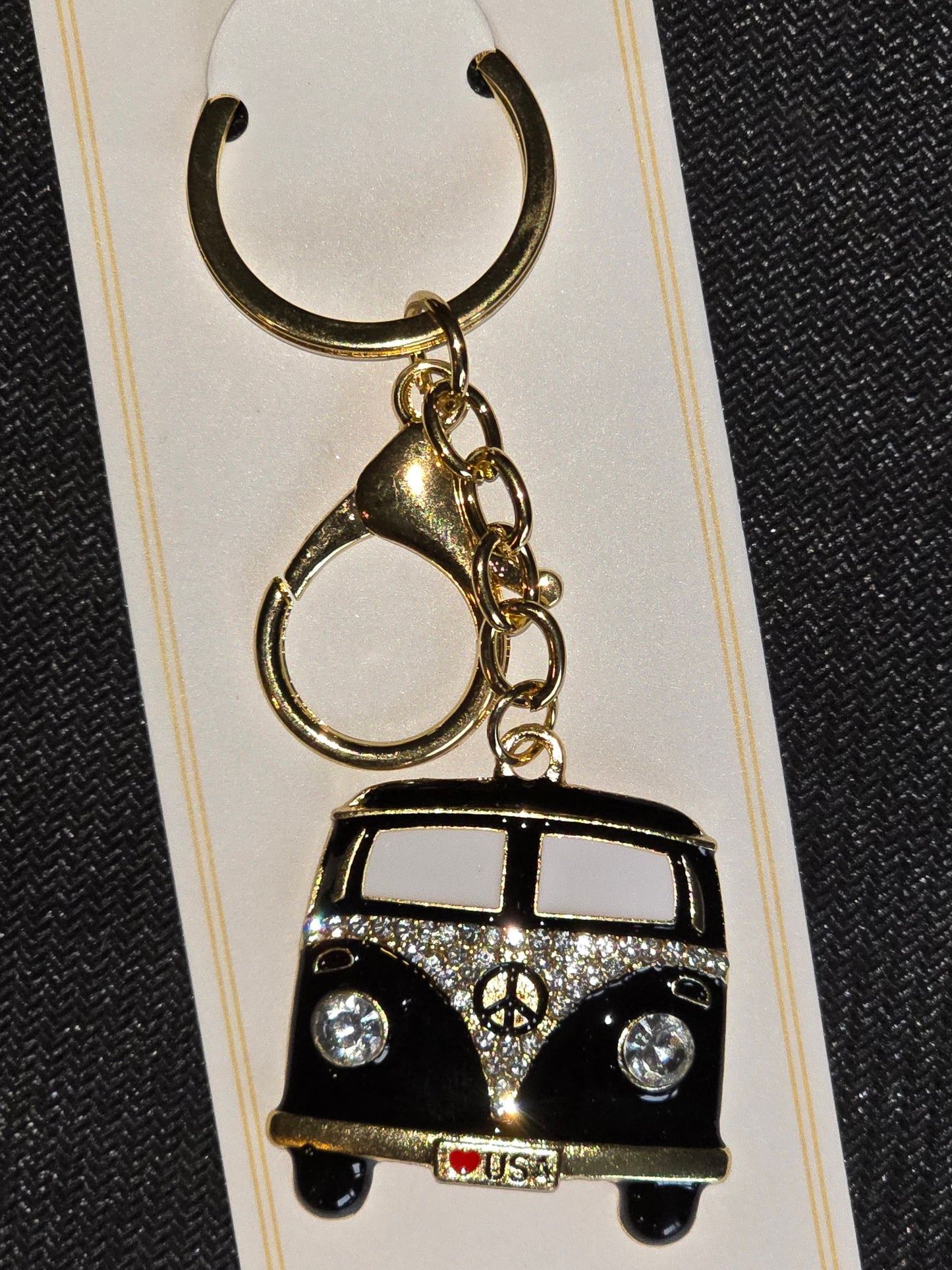 Black VW Keychain (Gold Hardware)