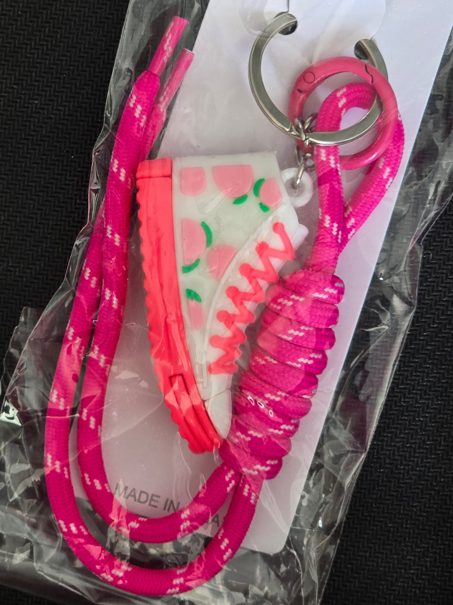 Pink Sneaker Bag Charm or Keychain (Silver Hardware)