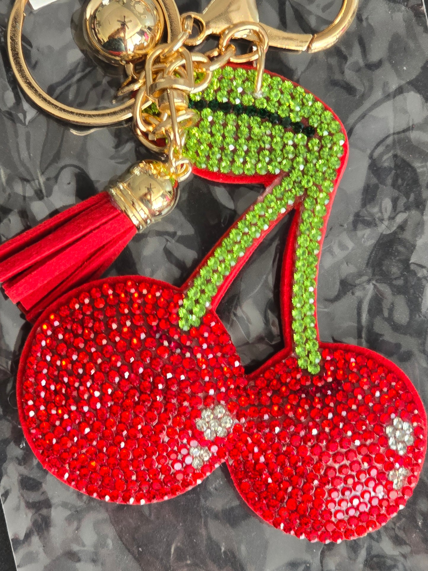 Blingy Red Cherry 🍒 Puff Keychain