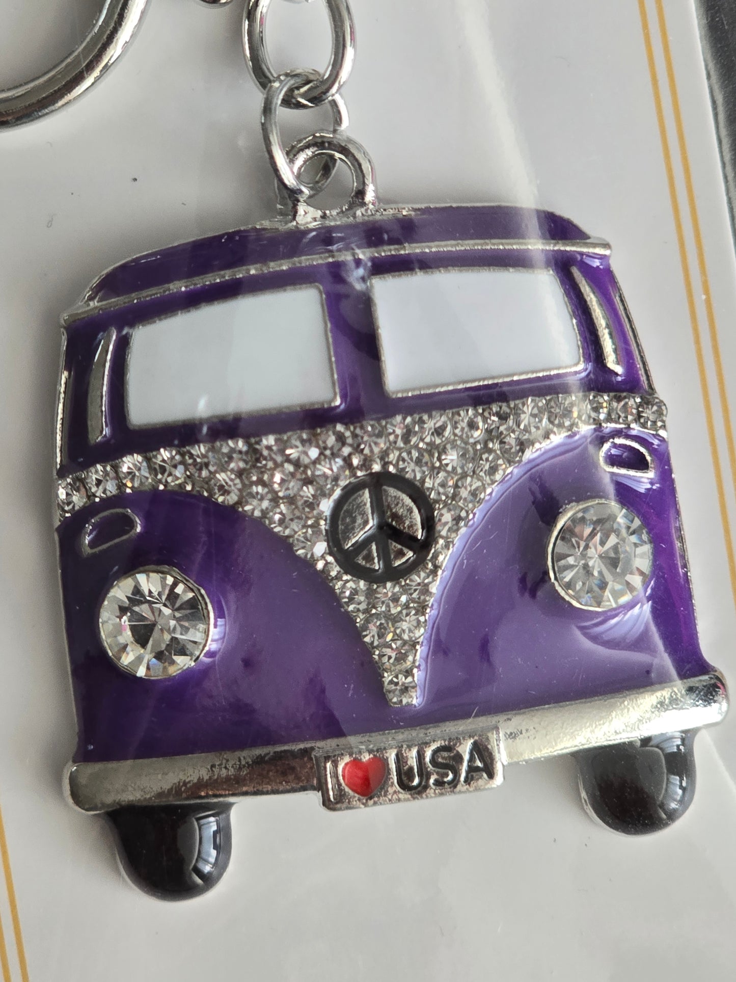 VW Purple Bling Keychain (Silver Hardware)