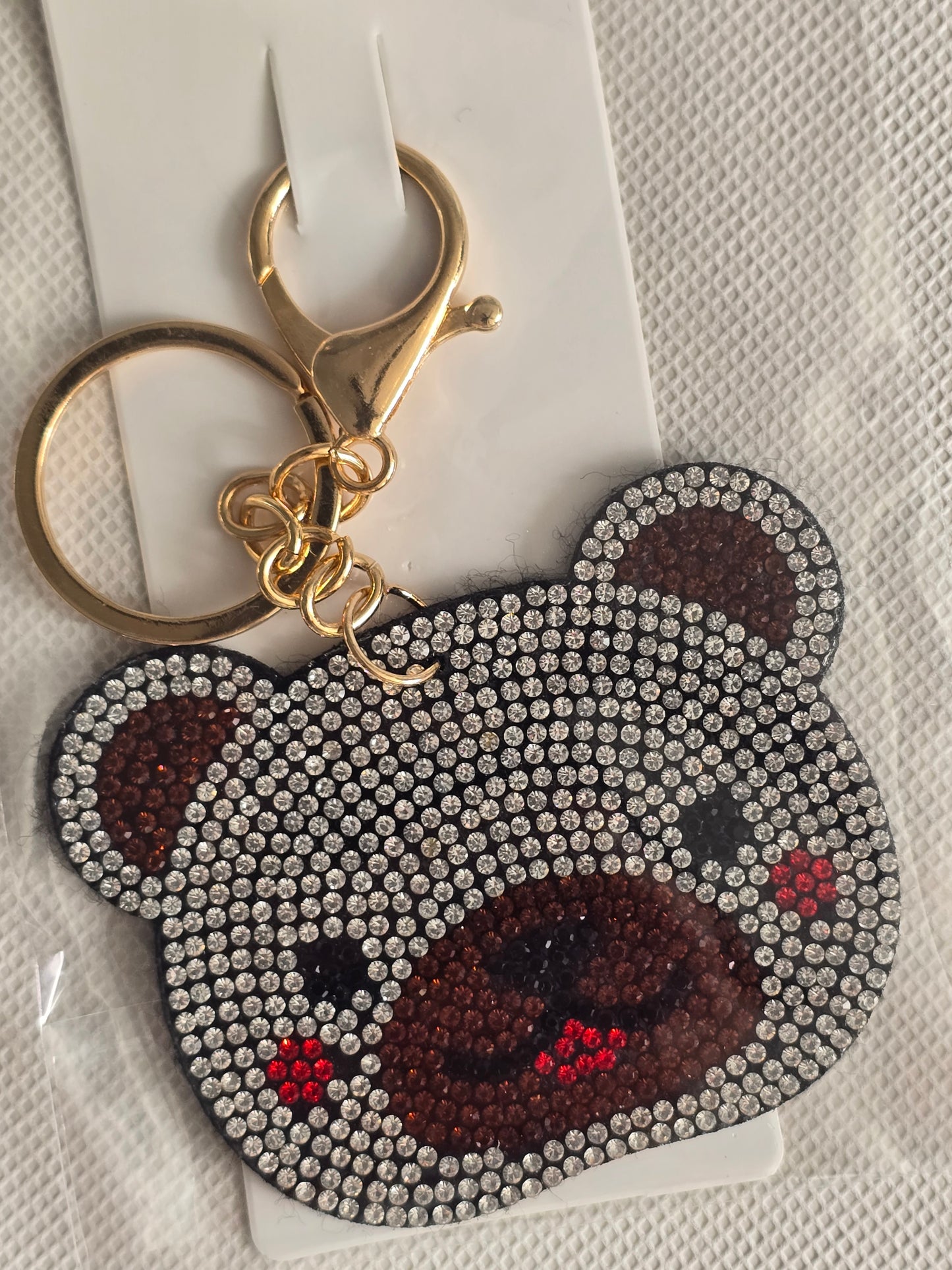 Felt Blingy Bear Key Chain (Gold Hardware) ✨️