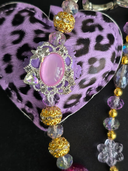 Puff Leopard Heart Phone Charm, Bag Charm