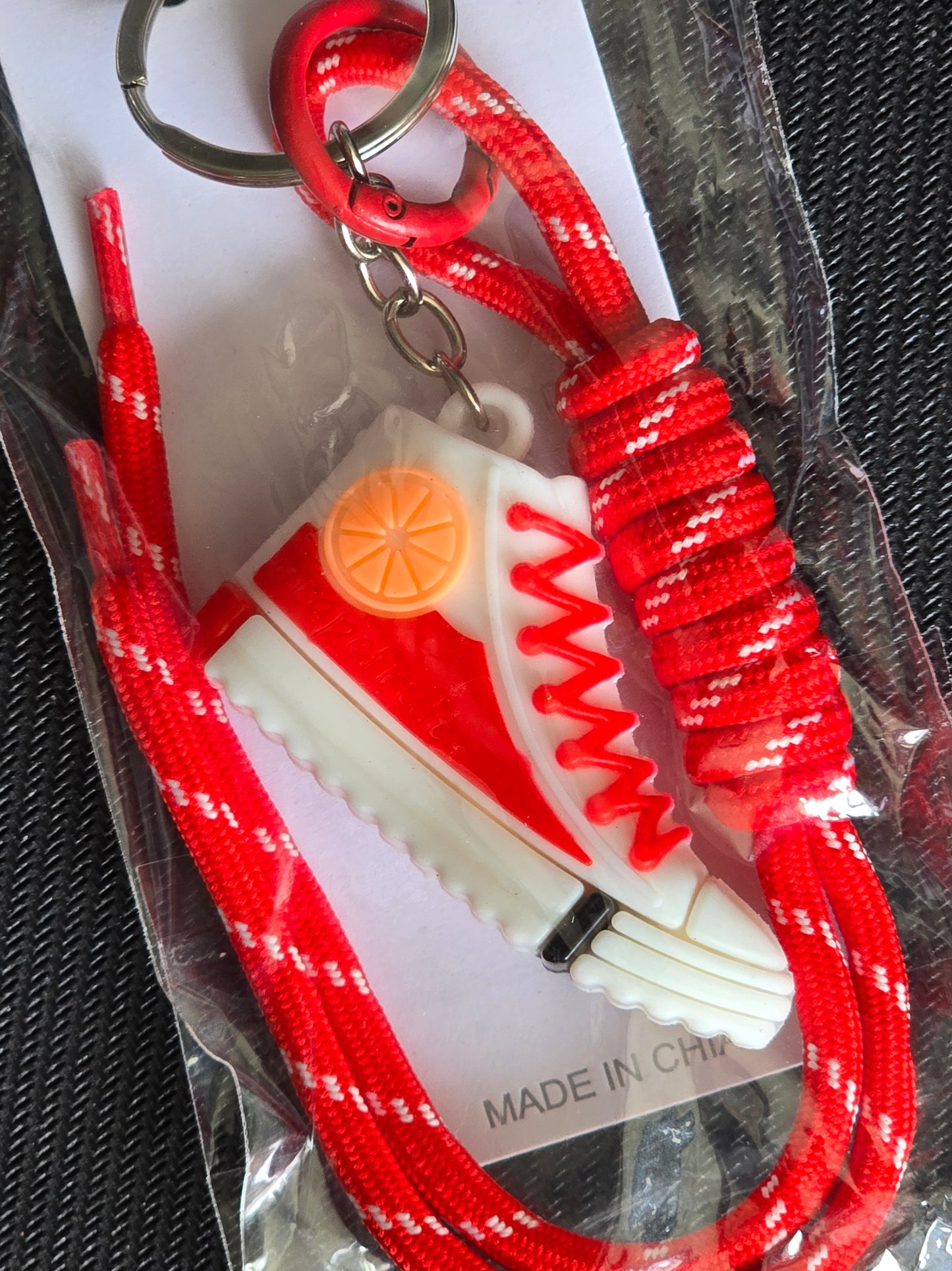 Red Sneaker Bag Charm or Keychain (Silver Hardware)
