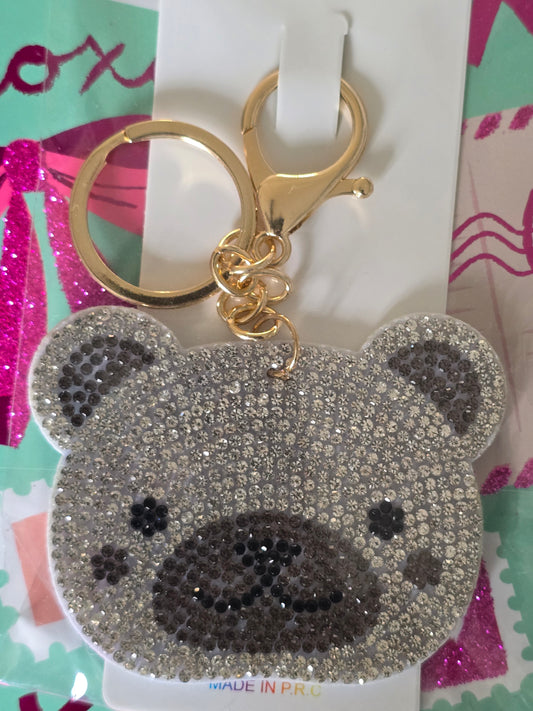 Felt Blingy Bear Keychain (Gold Hardware)