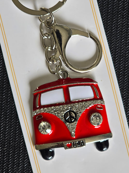 Red VW Keychain (Silver Hardware)