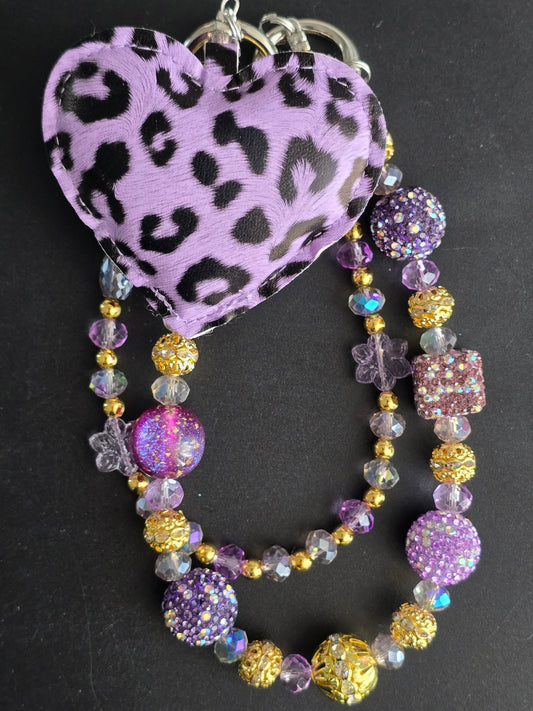 Puff Leopard Heart Phone Charm, Bag Charm