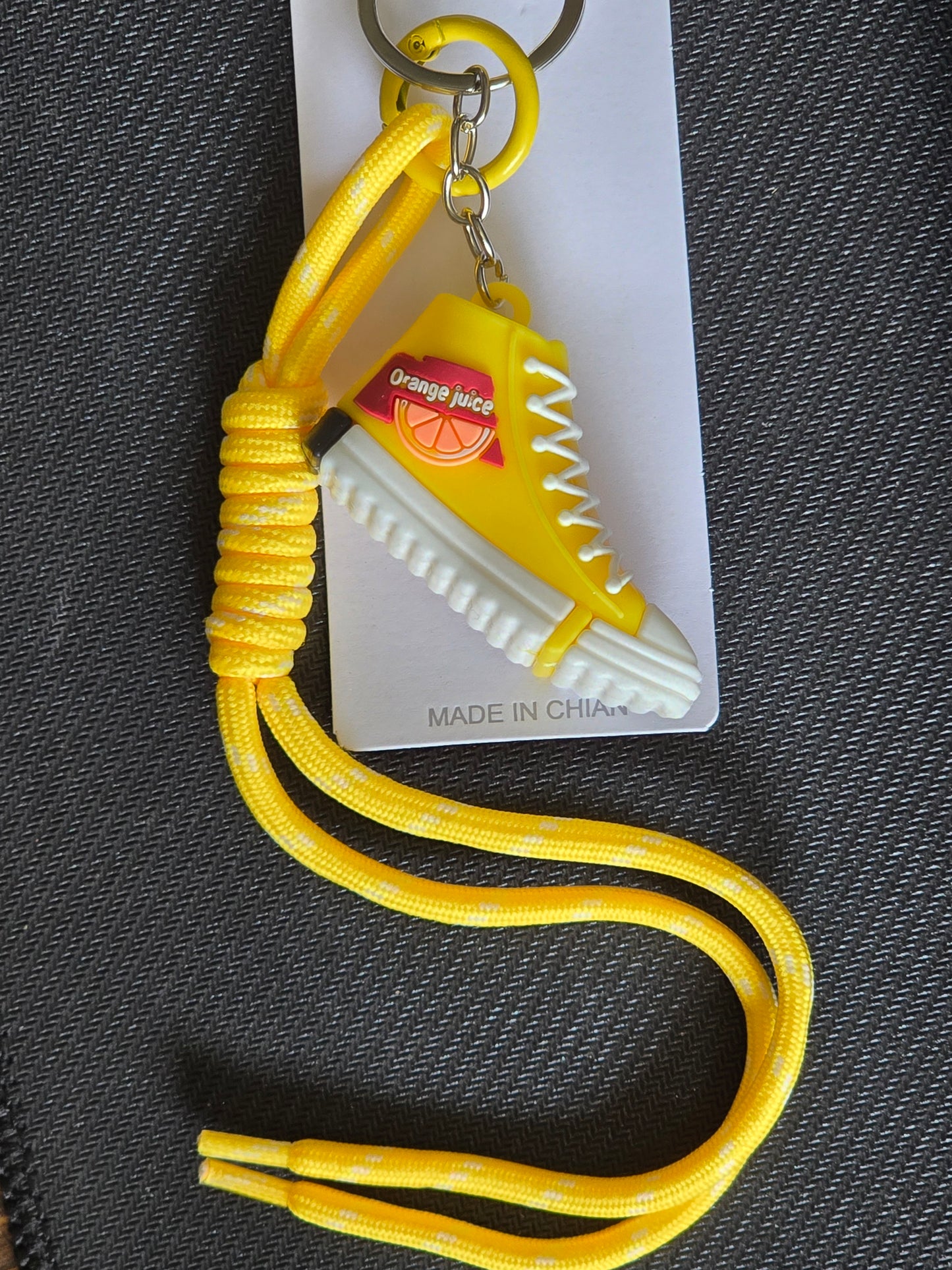 Yellow Sneaker Bag Charm or Keychain (Silver Hardware)