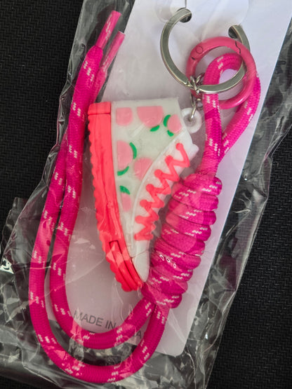 Pink Sneaker Bag Charm or Keychain (Silver Hardware)