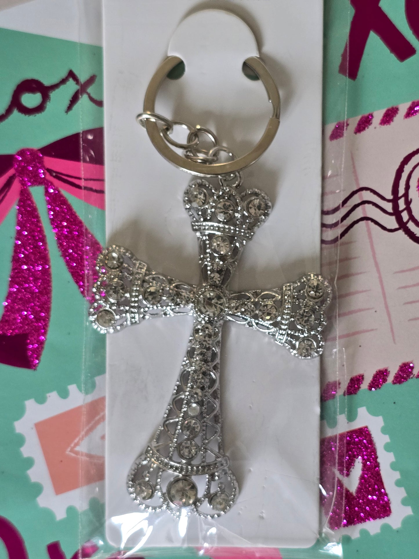 Cross Keychain ✝️  (Silver) Toned