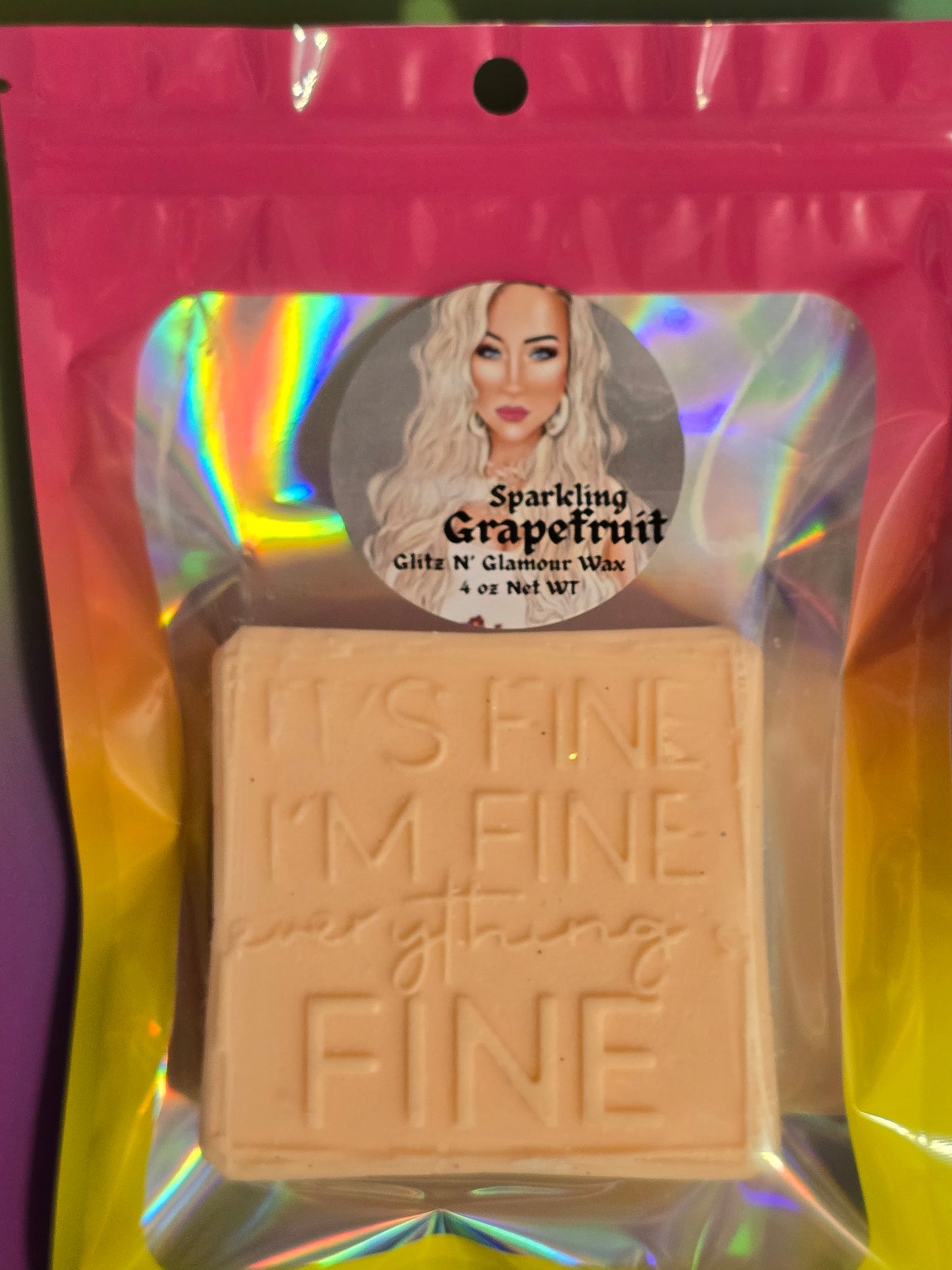 Sparkling Grapefruit *It's Fine I'm Fine Everything's Fine* 🤣 Large Sliceable Wax Tart