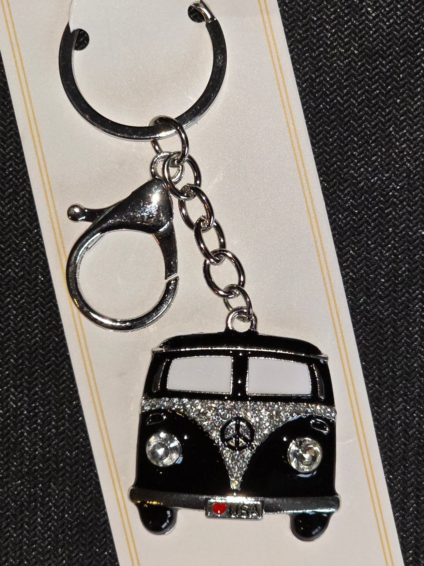 Black VW Keychain (Silver Hardware)