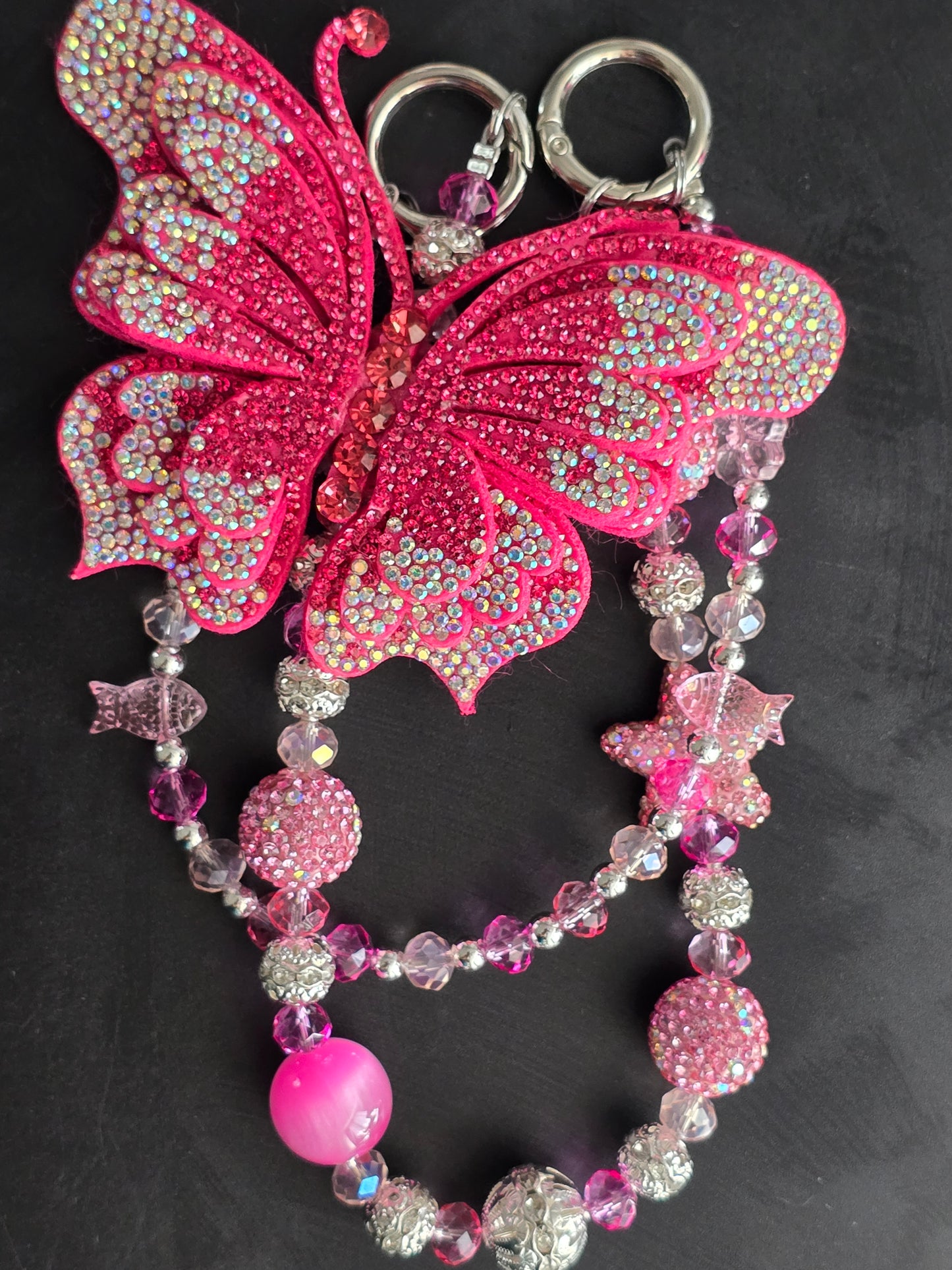 Butterfly Rhinestone Style Blingy Phone Charm, Bag Charm