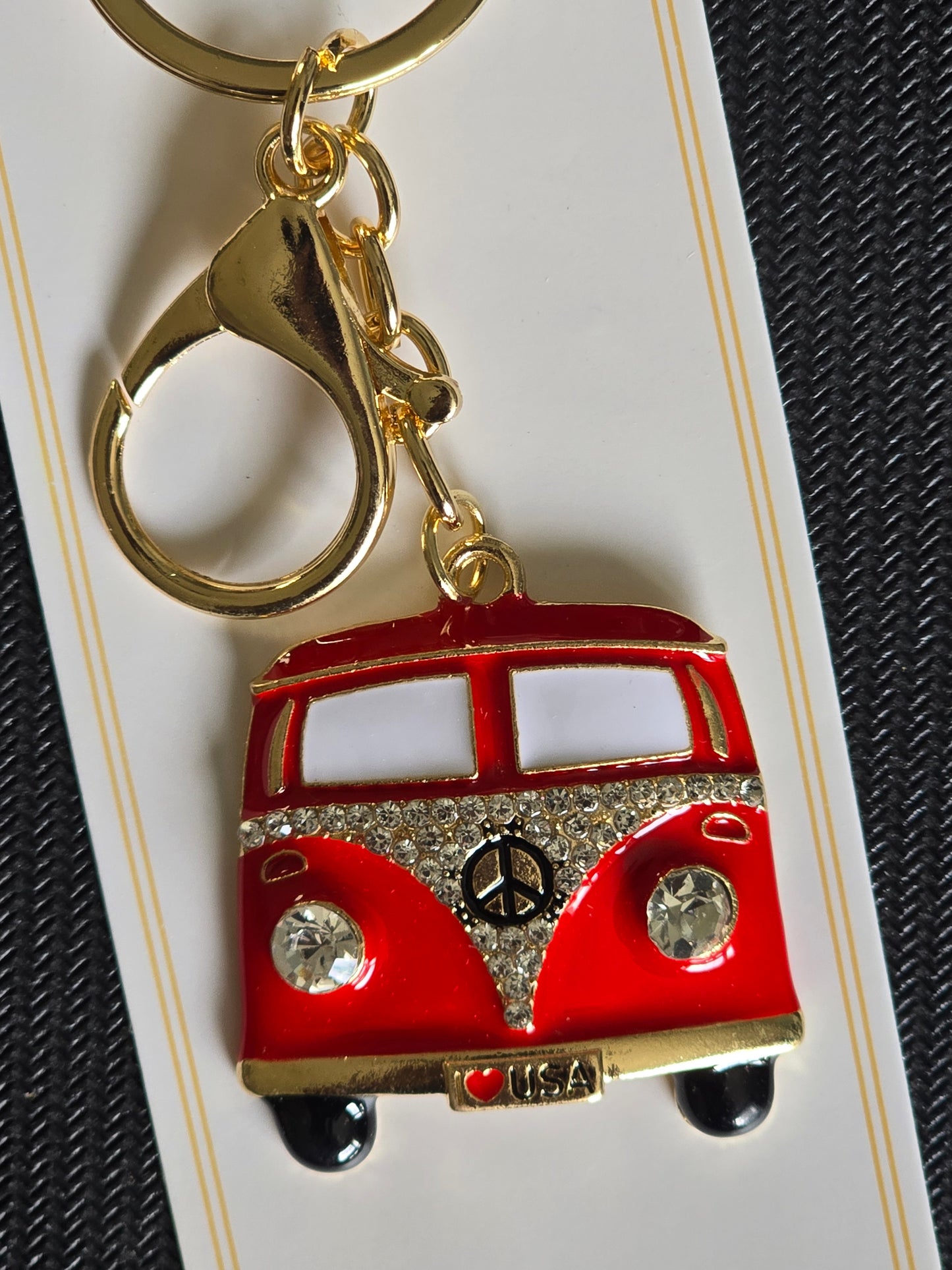 Red VW Keychain (Gold Hardware)