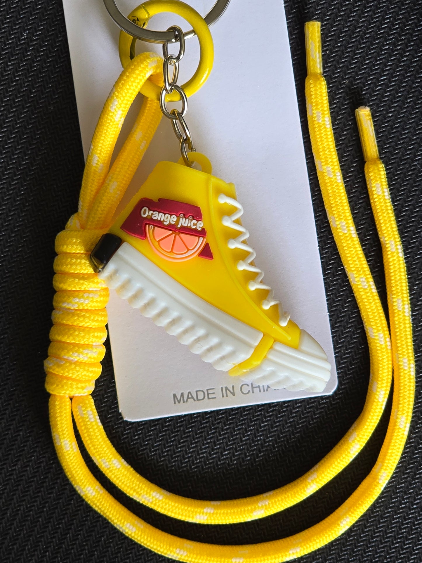 Yellow Sneaker Bag Charm or Keychain (Silver Hardware)