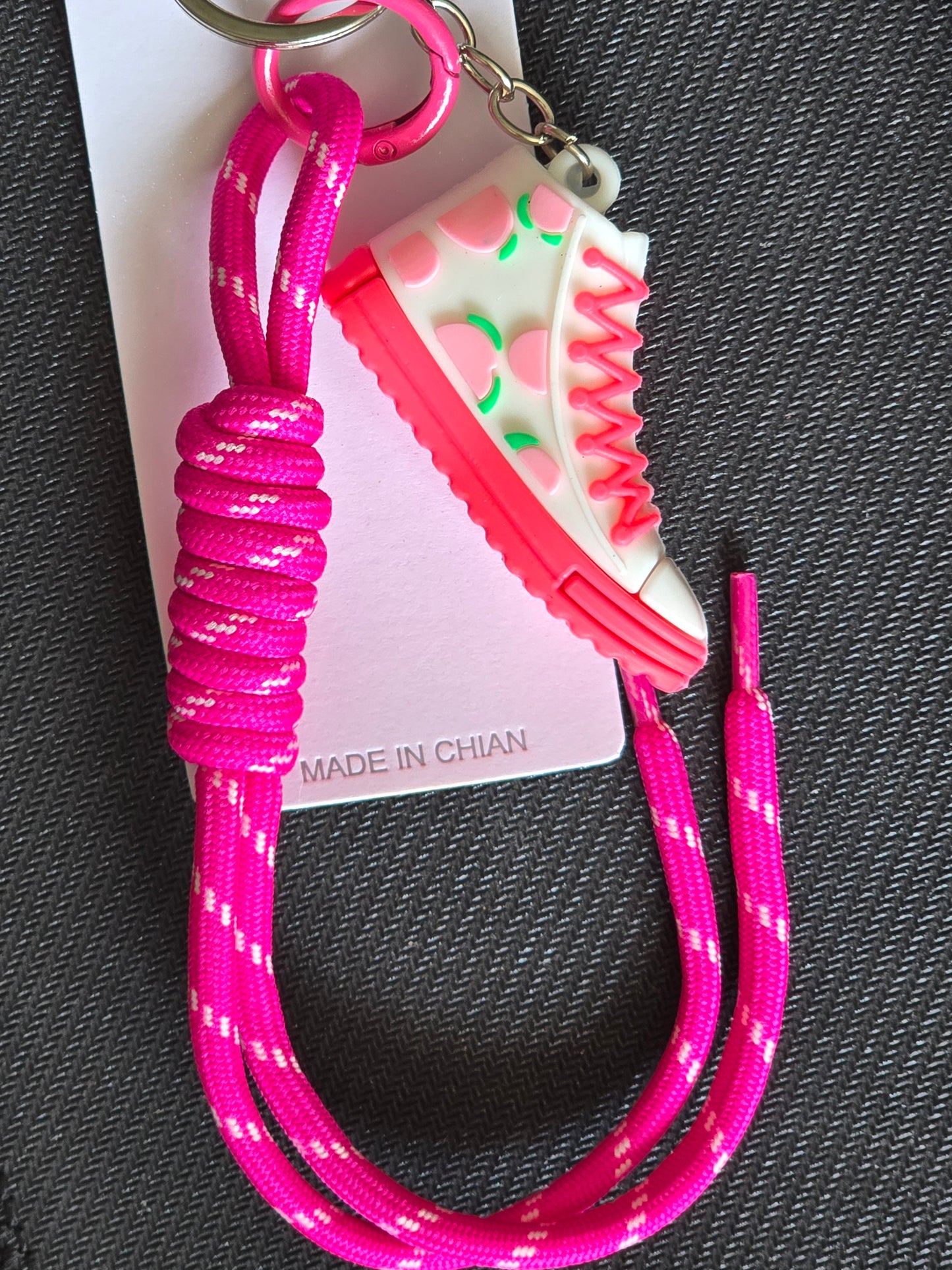 Pink Sneaker Bag Charm or Keychain (Silver Hardware)