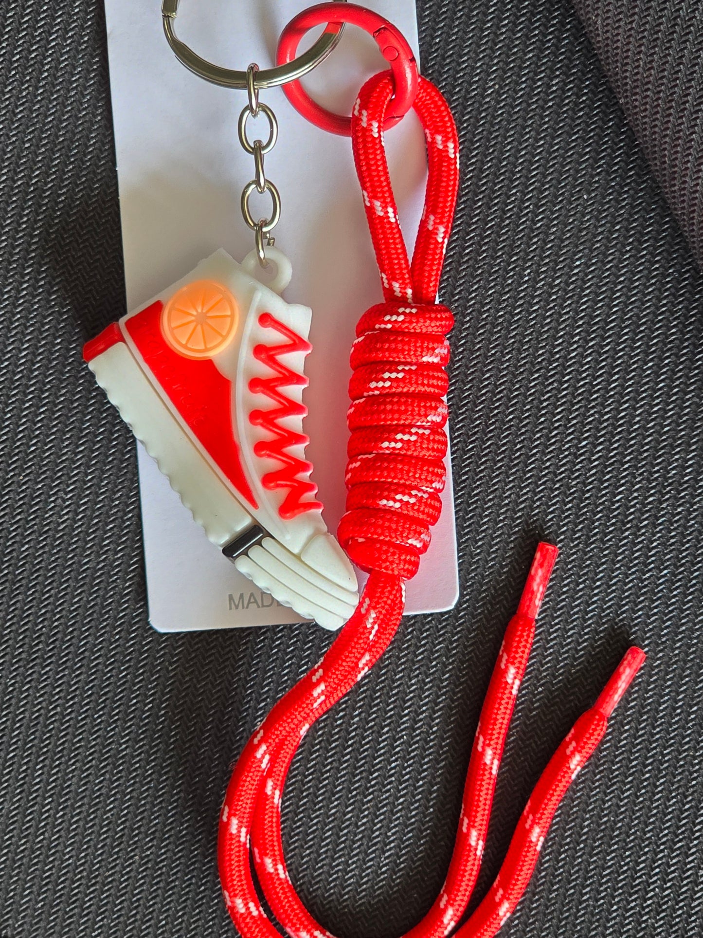 Red Sneaker Bag Charm or Keychain (Silver Hardware)