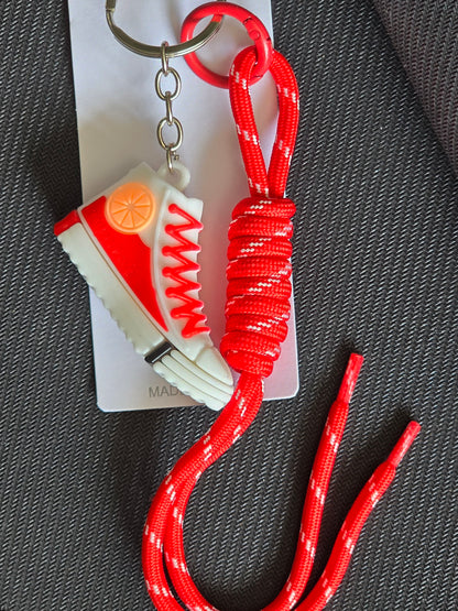 Red Sneaker Bag Charm or Keychain (Silver Hardware)