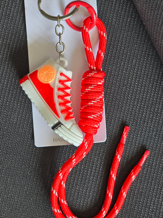 Red Sneaker Bag Charm or Keychain (Silver Hardware)