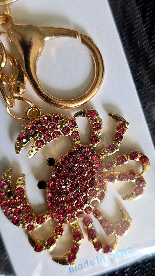 Dark Pink Blingy Crab 🦀 Keychain
