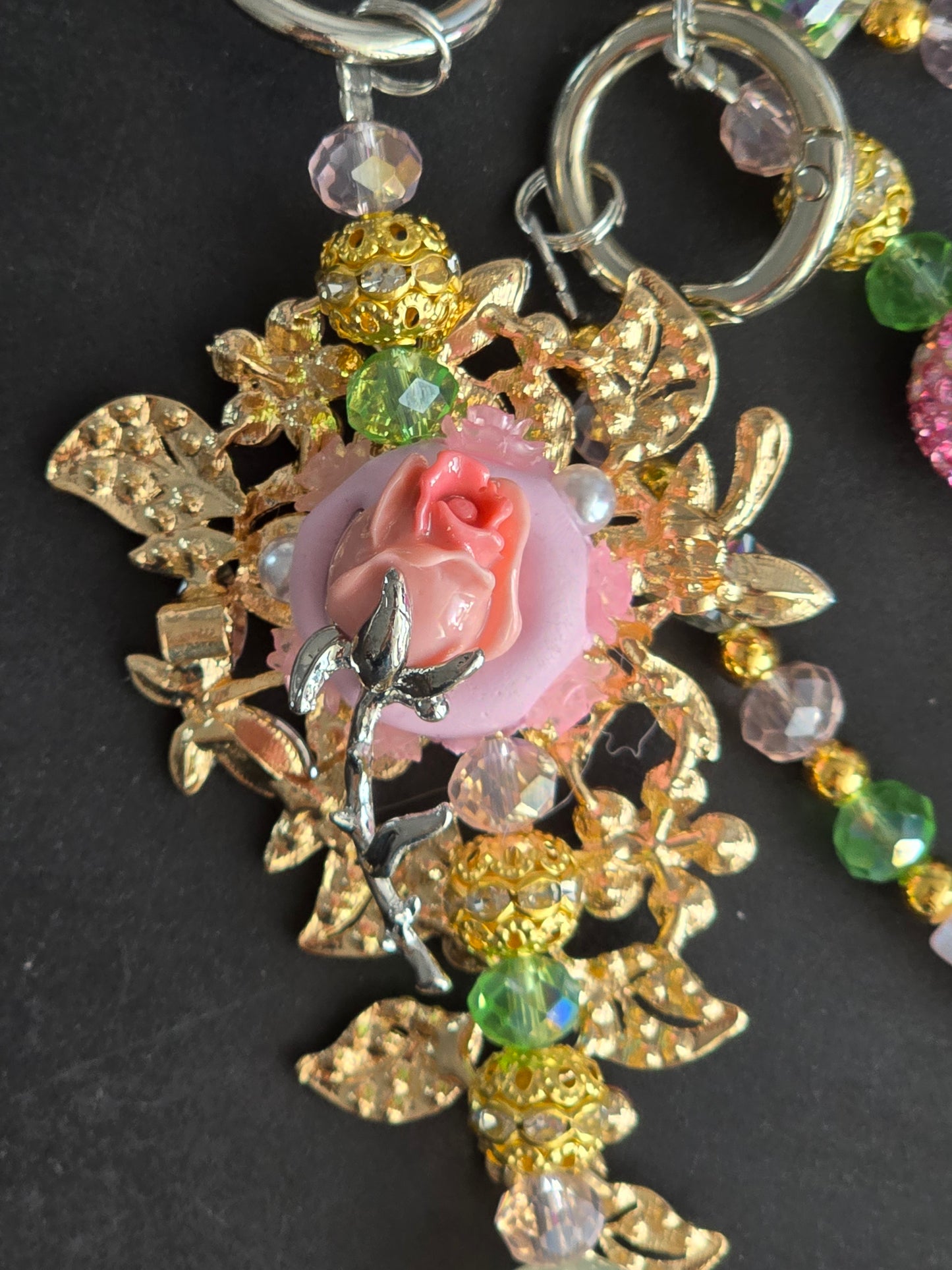 Floral Rhinestone Phone Charm, Bag Charm